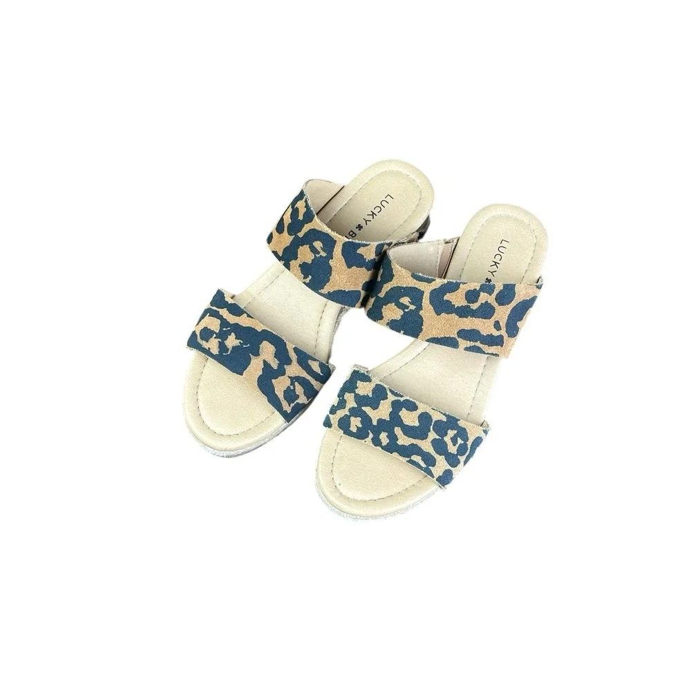 Lucky Brand Wyntor‎ Animal Print Slip Sandals Straps Shoes 6 M